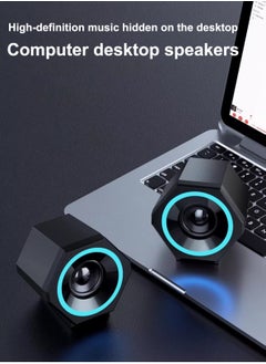LOOPITYS PC speaker, USB computer speaker, USB wired subwoofer speaker, computer PC speaker, laptop desktop small audio speaker, USB powered computer stereo speaker for PC, desktop computer, computer, laptop, with surround sound and subwoofer  - Image 2