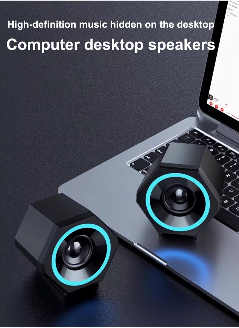 LOOPITYS - PC speaker, USB computer speaker, USB wired subwoofer speaker, computer PC speaker, laptop desktop small audio speaker, USB powered computer stereo speaker for PC, desktop computer, computer, laptop, with surround sound and subwoofer - Image 1