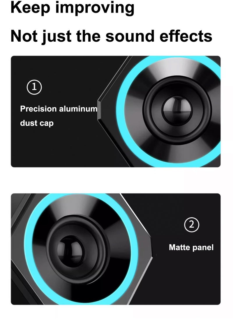 LOOPITYS - PC speaker, USB computer speaker, USB wired subwoofer speaker, computer PC speaker, laptop desktop small audio speaker, USB powered computer stereo speaker for PC, desktop computer, computer, laptop, with surround sound and subwoofer - Image 1