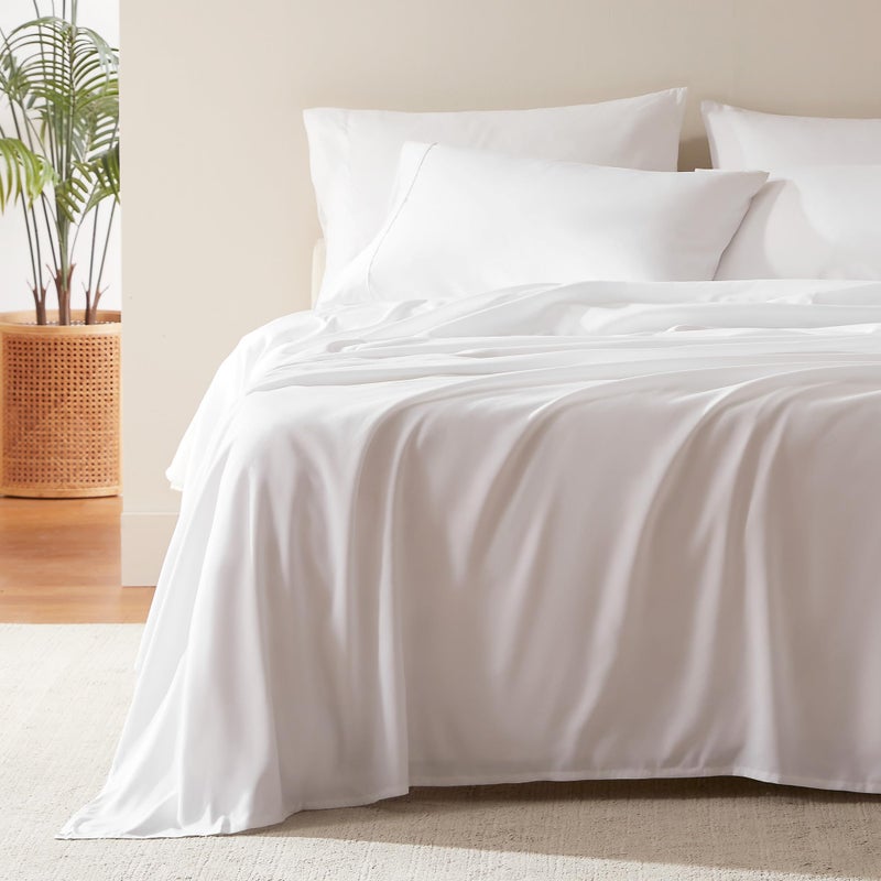SLEEP ZONE Nanotex Super Soft Cooling Twin Bed Sheets Set for Kids 3 Piece  Easy Care Fitted Flat Sheet  Pillowcase Sets  Wrinkle Free Fade Resistant Deep Pocket 16 White Twin