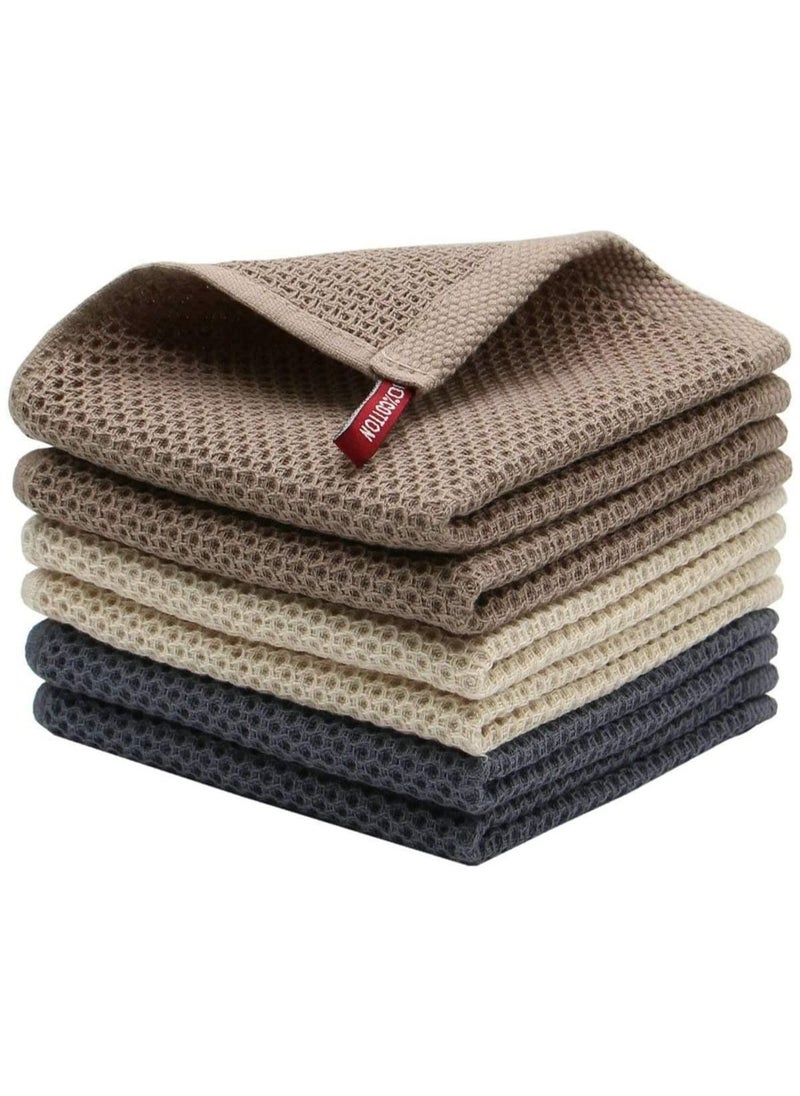 MahMir MahMir 100% Cotton Waffle Weave Kitchen Dish Cloths, Waffle Tea Towels Ultra Soft Absorbent Quick Drying Dish Towels, 34x34 CM , 4-Pack, (Mixed Color)  - Image 1