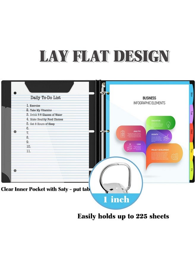 INFUN Telescoping Project Organizer Binder，13 Pocket 3-Ring Binder With Customizable Front Cover, Refillable Binder Organizer With 5 Colors Divider With Tabs And Plastic Binder Pocket -Black  - Image 3