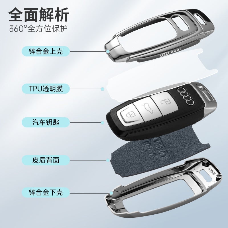 For Audi Key Cover Q5L/A4L/A7/A3 Shell A5/A6L/A8L Protective Buckle Q7 Metal Key Shell Buckle - Image 5