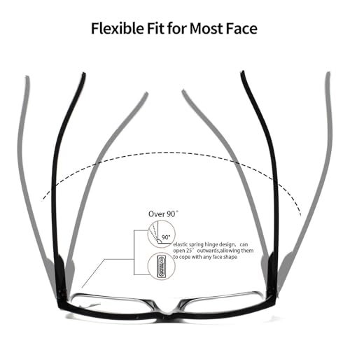 LANLANG 5-Pack Reading Glasses for Men women, Blue Light Blocking Readers, Spring Hinge, Black flower print, +2.0 diopters - Image 3