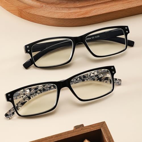 LANLANG 5-Pack Reading Glasses for Men women, Blue Light Blocking Readers, Spring Hinge, Black flower print, +2.0 diopters - Image 5