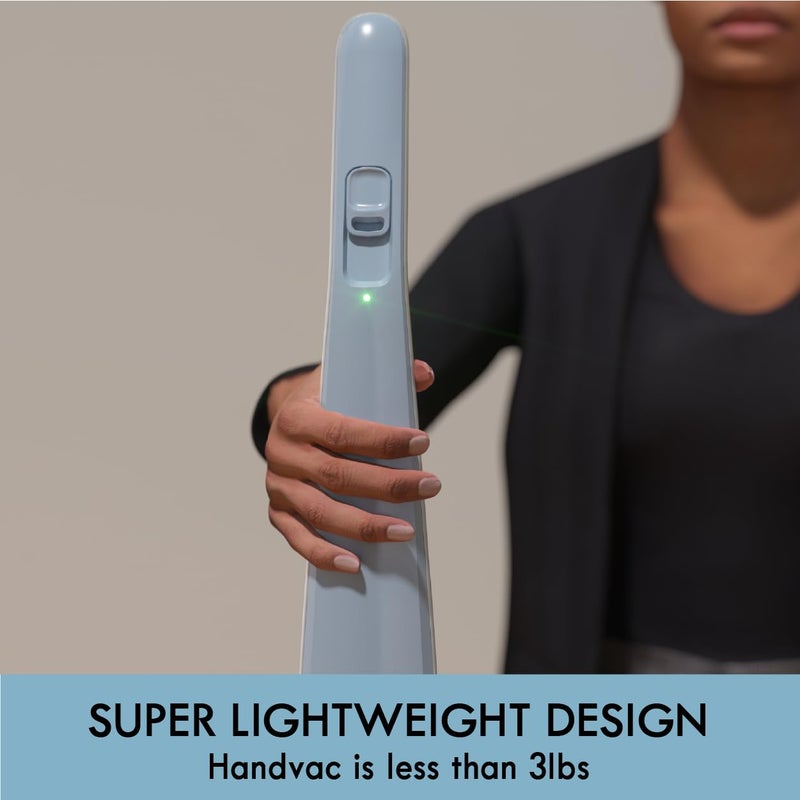 Kenmore مكنسة كينمور DS1020 اللاسلكية 16 فولت خفيفة الوزن 2 في 1 محمولة، مصباح LED مع تحكم في الطاقة بسرعتين للأرضيات الخشبية والسجاد وشعر الحيوانات الأليفة، 16 فولت، رمادي-أزرق - Image 4