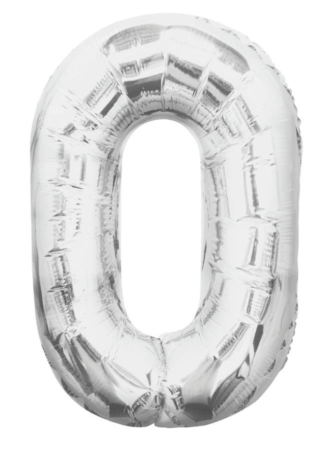 يونيك بالون فضي رقم 0 مقاس 34 بوصة