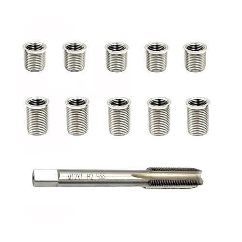 Ulifebet 1 Set Spark Plug Thread Repair Replacement Kit Stainless Steel M10x10mm Inserts and M12x10 Tap Kit for Automotive Engine Repair - Image 1