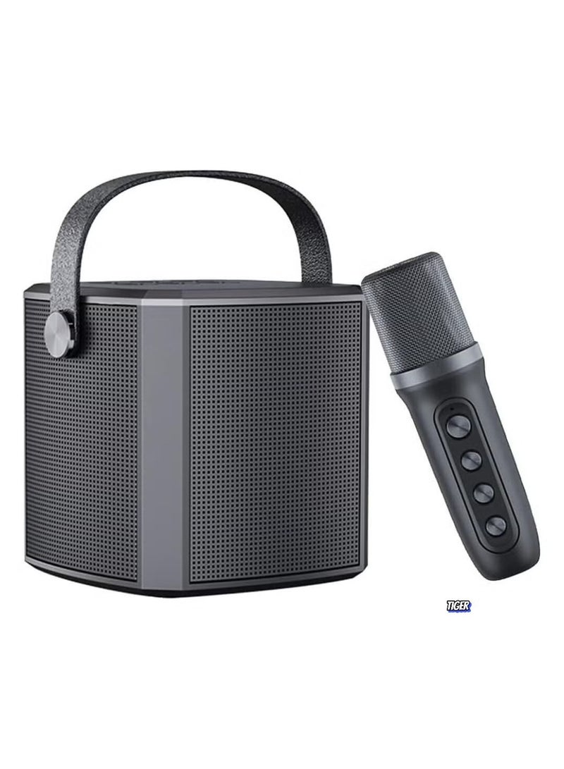 TIGER Portable Bluetooth Karaoke Speaker with Rechargeable Wireless Microphone – Multiple Voice Modes, Type-C Charging, TF Card Support, Perfect for Karaoke Parties, Home Entertainment & Events (Black) - Image 1