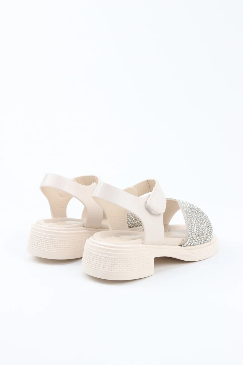 Viny PINK VINY Girls Rhinestone Block Heel Sandals – Elegant Dress Sandals for Girls, Low Heel Party & Wedding Sandals, Comfortable Occasion Footwear (Black, Pink, White, Beige) for Women | Best Price UAE