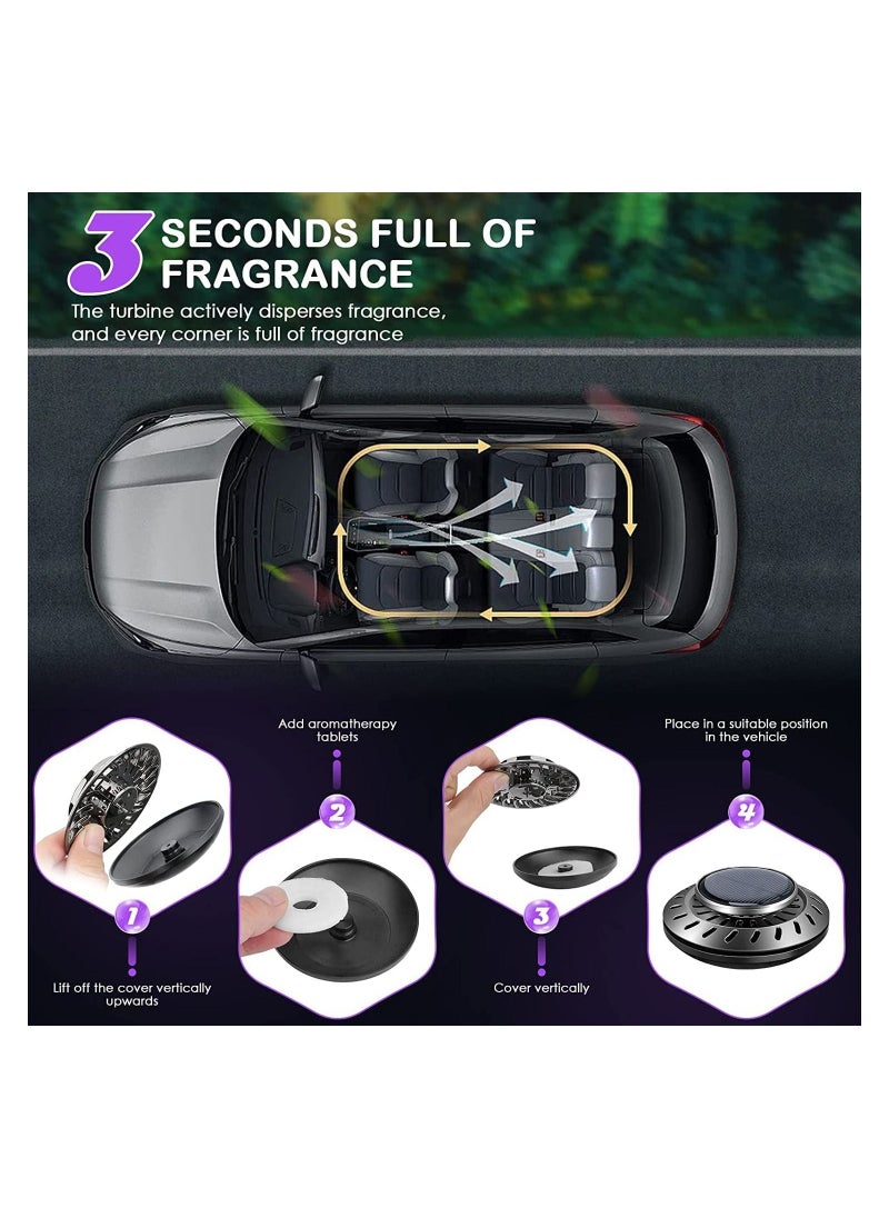 Car Air Fresheners Diffuser Solar Rotating Auto Perfume Diffuser Silent Car Essential Oil Aromatherapy Diffuser for Vehicle Home Office
