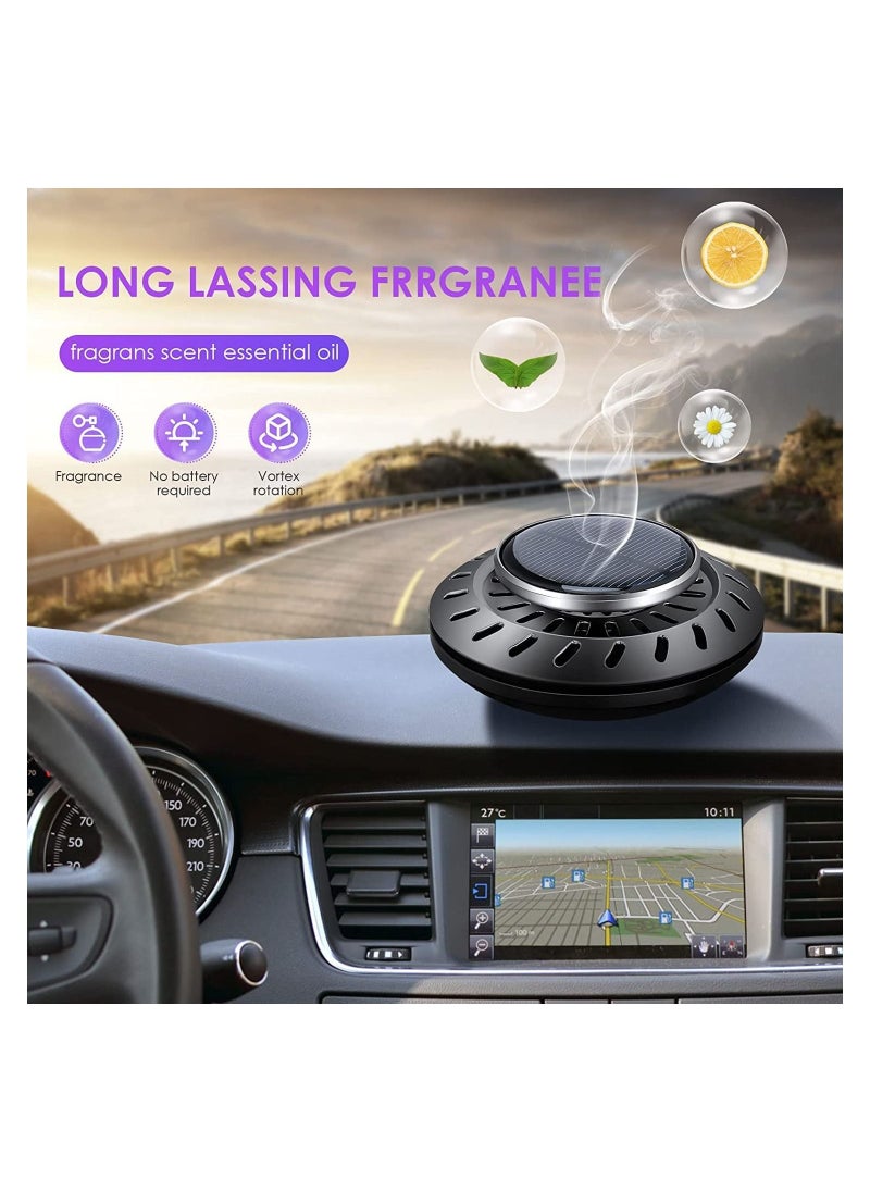 Car Air Fresheners Diffuser Solar Rotating Auto Perfume Diffuser Silent Car Essential Oil Aromatherapy Diffuser for Vehicle Home Office