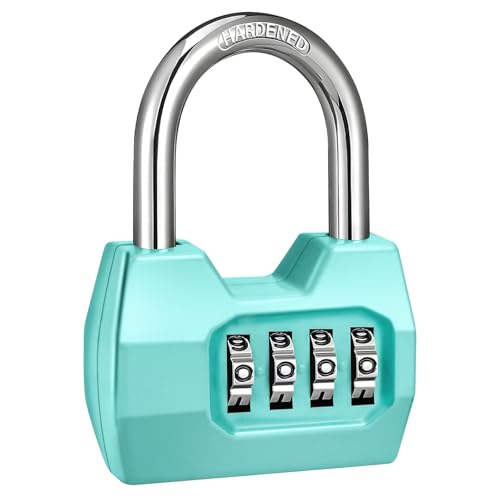 Disecu 1 Pack disecu 4-Digit Combination Lock, Waterproof Outdoor Padlock for School Gym Locker, Fence, Gate, Shed, Storage Unit (Turquoise) - Image 1