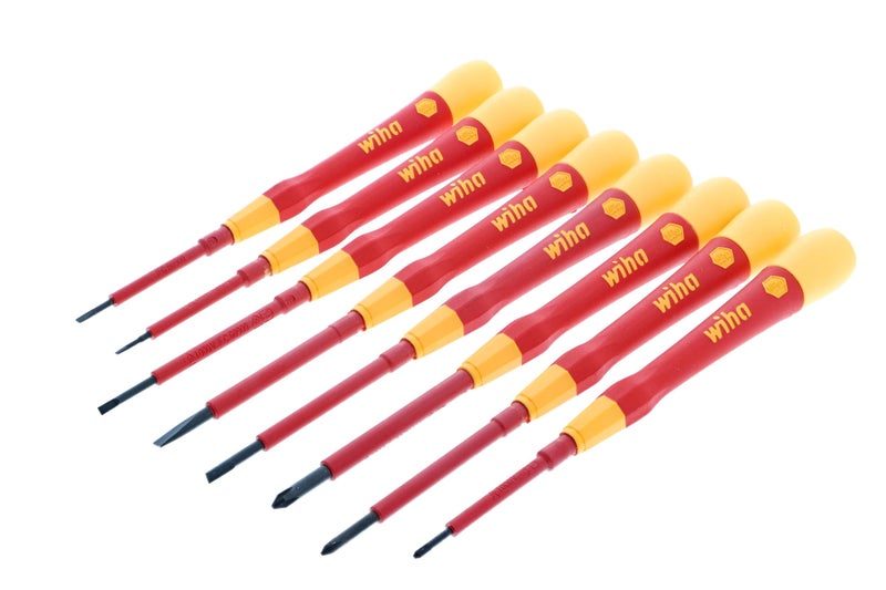 Wiha 32088 Insulated Precision Screwdriver Set, 8-Piece PicoFinish, Slotted & Phillips Tips, 1000V Rated, Ergonomic Handles for Electronics & Electrical Work - Image 1