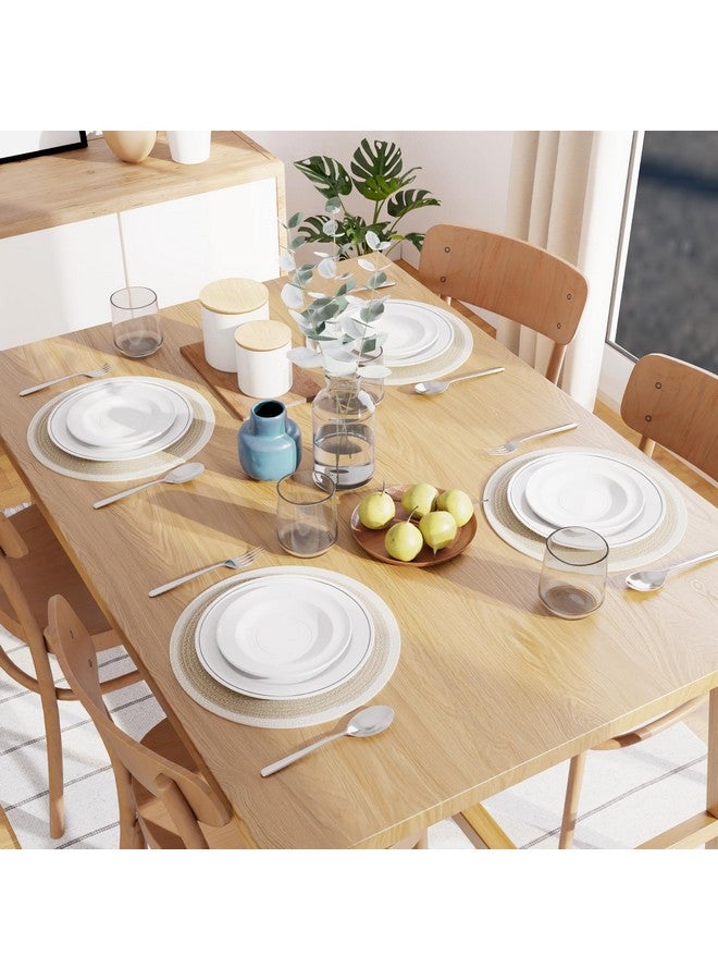 Encasa XO طقم حصائر طاولة الطعام Encasa XO مكون من 4 قطع | حصيرة دائرية قطنية - 33 سم قطر | بيج وأبيض فاتح | تصميم يدوي بتفاصيل مضلعة - Image 2