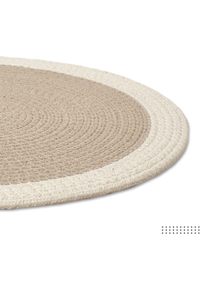 Encasa XO طقم حصائر طاولة الطعام Encasa XO مكون من 4 قطع | حصيرة دائرية قطنية - 33 سم قطر | بيج وأبيض فاتح | تصميم يدوي بتفاصيل مضلعة - Image 5