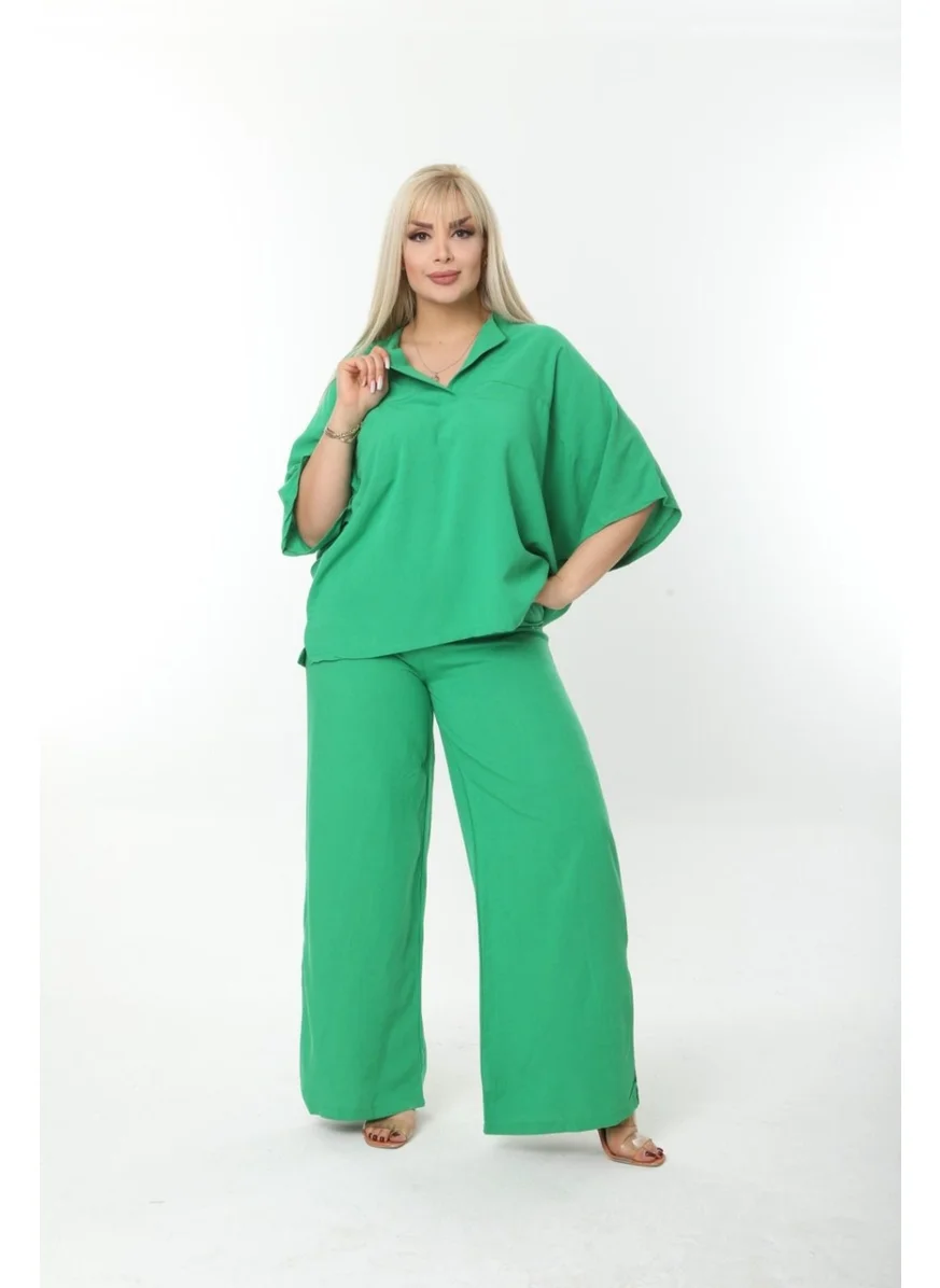 Escbutik Large Size Side Slit Comfortable Two-piece Suit with Trousers Stylish Bottom-Top Suit