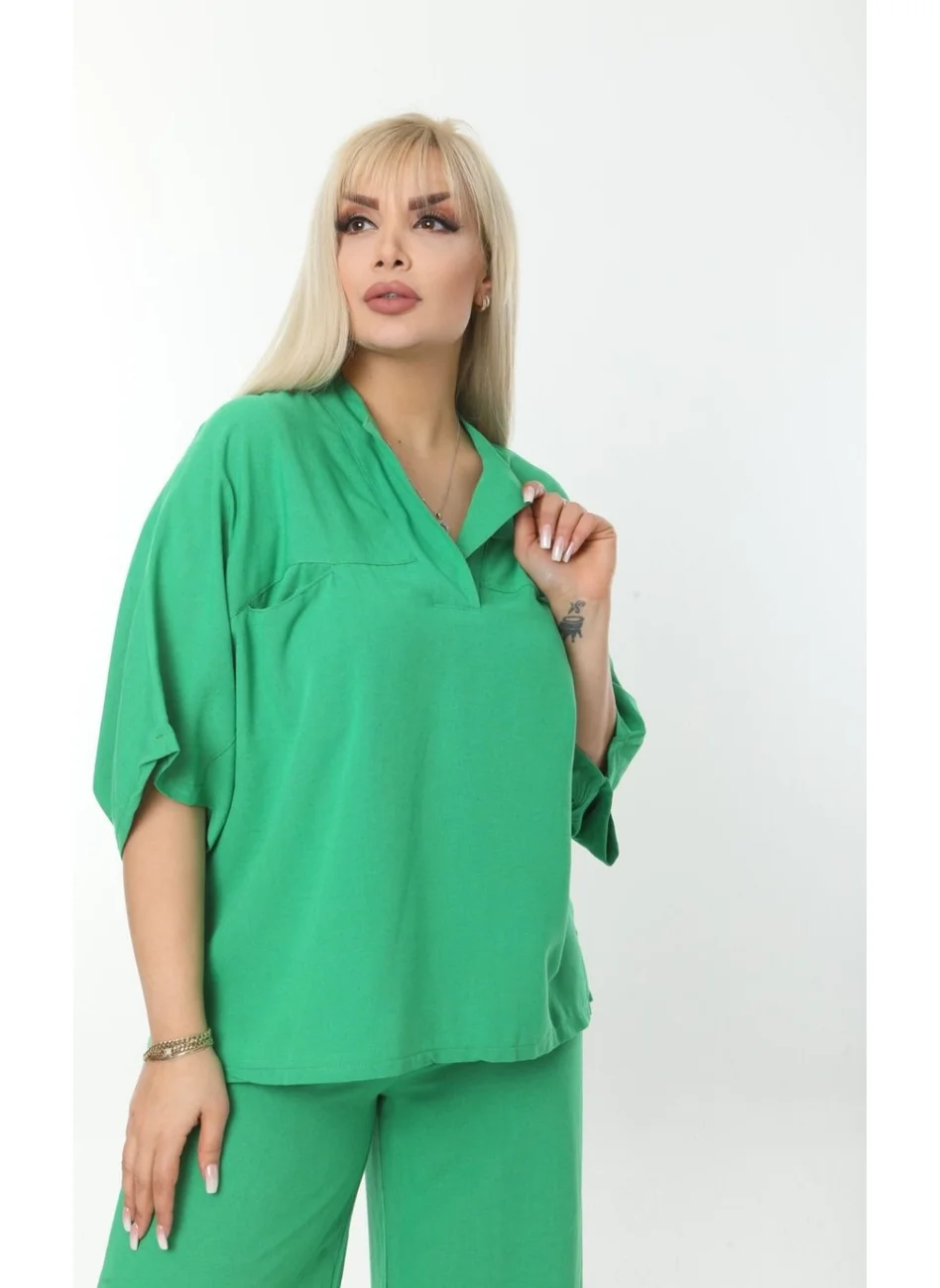 Escbutik Large Size Side Slit Comfortable Two-piece Suit with Trousers Stylish Bottom-Top Suit