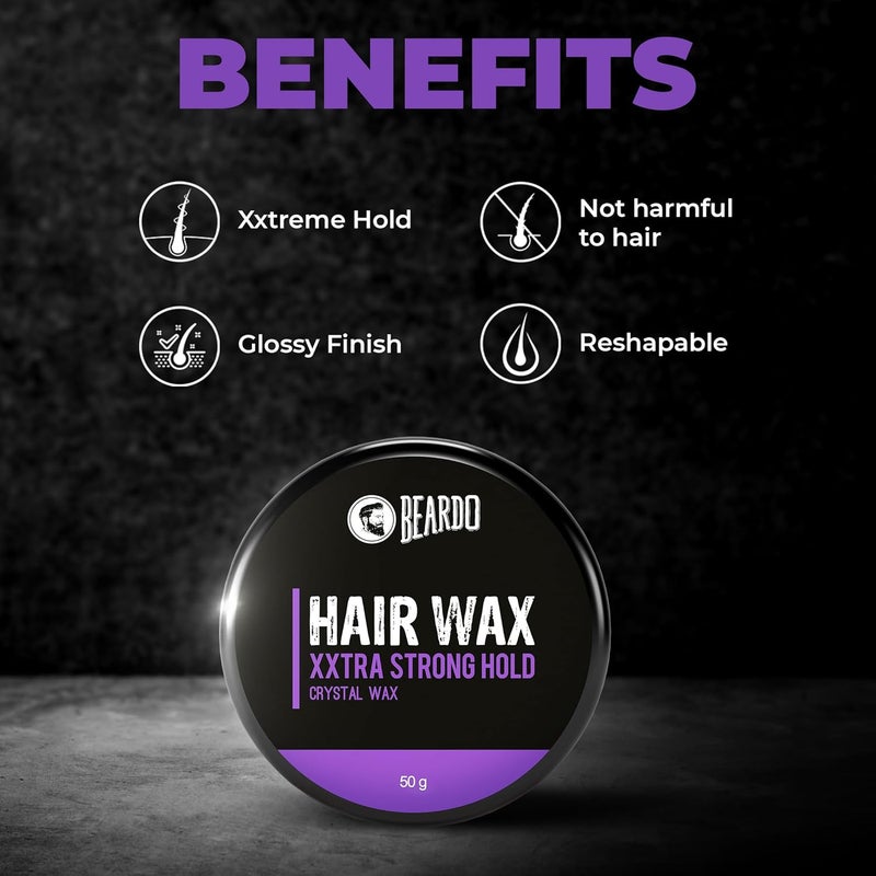 Beardo XXtra Strong Hold Hair Wax - 50g Crystal Wax for Glossy Finish and Extreme Hold - Image 3