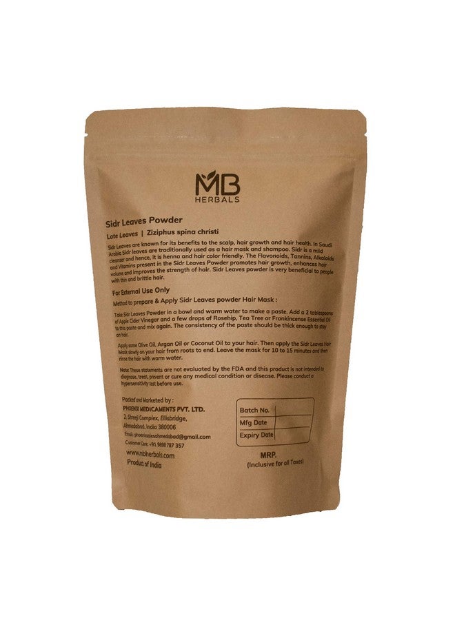 MB Herbals MB Herbals Sidr Powder 8 oz / 0.5 Pound (227 Gram) | WildCrafted | Seder Lote Leaves | Ziziphus Spina Christi | Natural Hair Conditioner & Cleanser | Sidr 99.5%, Neem 0.5% - Image 4