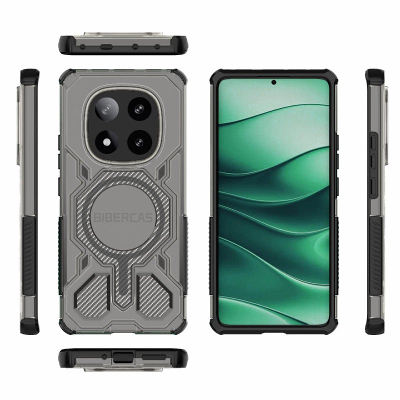 BIBERCAS For Redmi Note 14 Pro 5G Transparent Color Series Magsafe Air Bag Shockproof Phone Case(Black) - Image 2