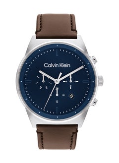Men's Analog Round Shape Leather Wrist Watch 25200300 - 44 Mm