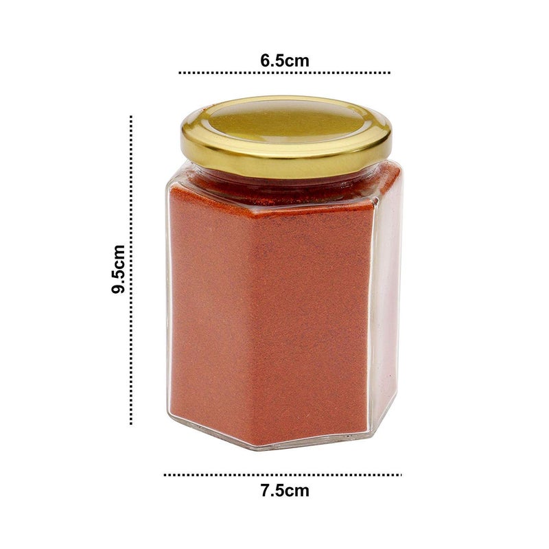 CROCO JAR Croco Hexagon Glass Jar Container With Rust Free Air Tight Lid Suitable For Use In Your Home Office Kitchen StorageGlass Jar For Kitchen 250 Ml Pack Of 6 Golden - Image 2