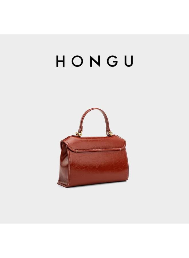 Hongu Leather Handbag, Shoulder Bag, Vintage High-end Crossbody Tote Bag For Women, Birthday Gift For Girlfriend - Image 4