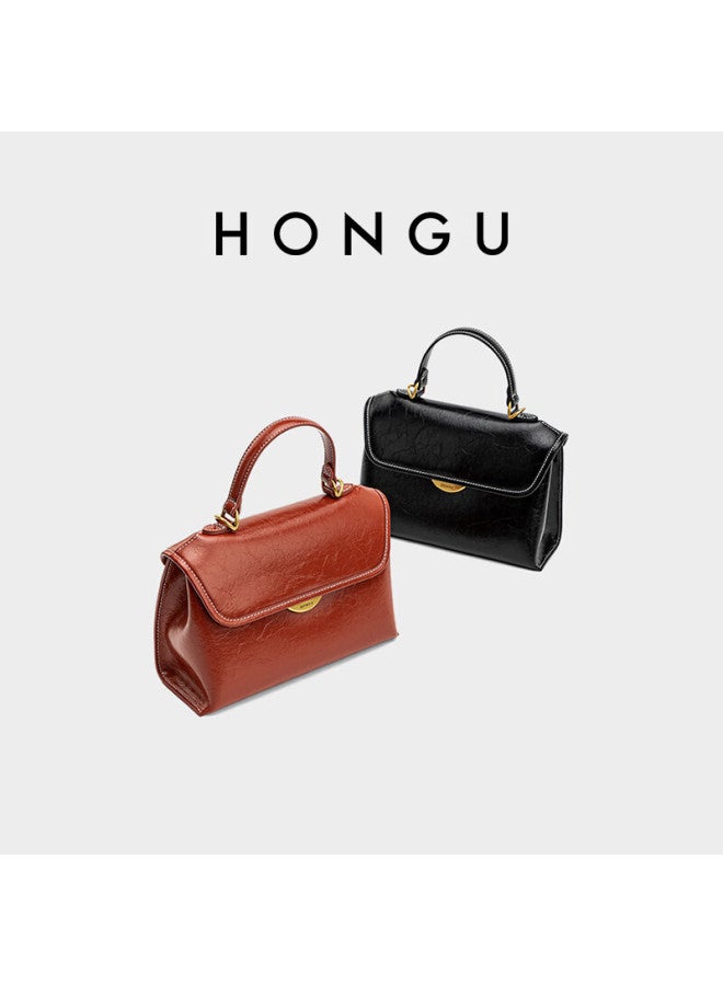 Hongu Leather Handbag, Shoulder Bag, Vintage High-end Crossbody Tote Bag For Women, Birthday Gift For Girlfriend - Image 2