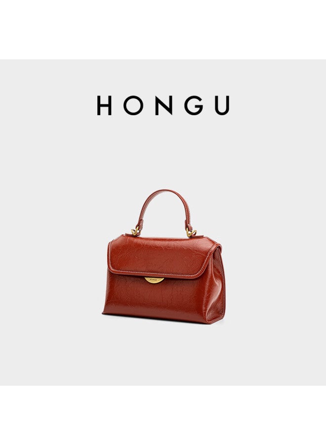 Hongu Leather Handbag, Shoulder Bag, Vintage High-end Crossbody Tote Bag For Women, Birthday Gift For Girlfriend - Image 3