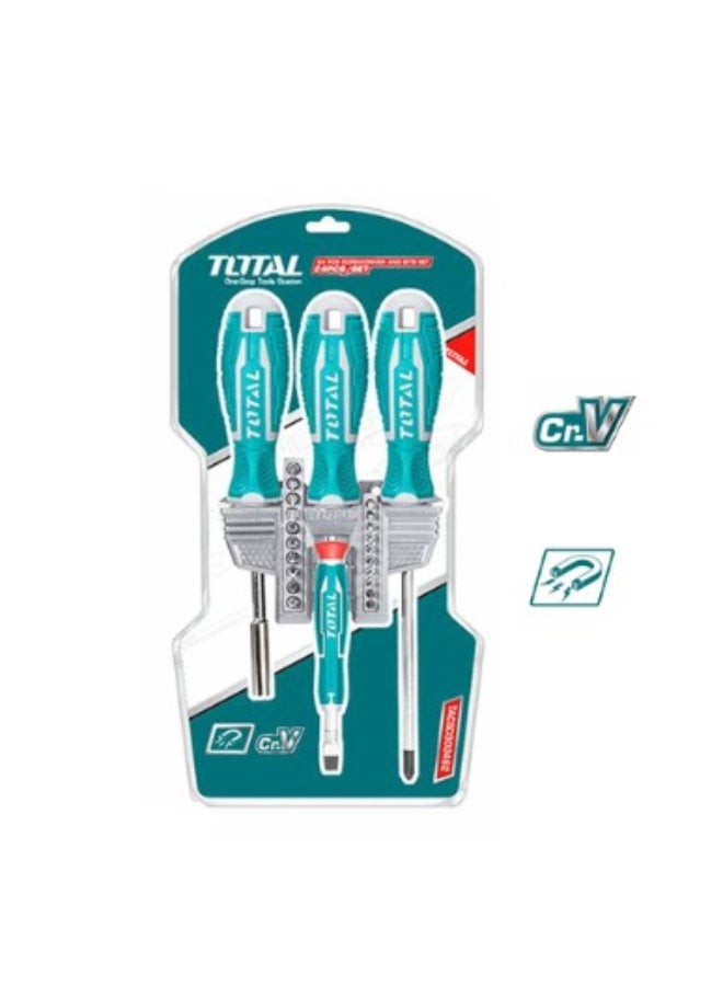 TOTAL 24-Piece Screwdriver and Bits Set – Multi-Bit Magnetic Repair Tool Kit for Electronics, Phones, Laptops, Watches, Eyeglasses, and Small DIY Projects - Image 2