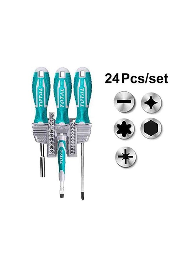 TOTAL 24-Piece Screwdriver and Bits Set – Multi-Bit Magnetic Repair Tool Kit for Electronics, Phones, Laptops, Watches, Eyeglasses, and Small DIY Projects - Image 1