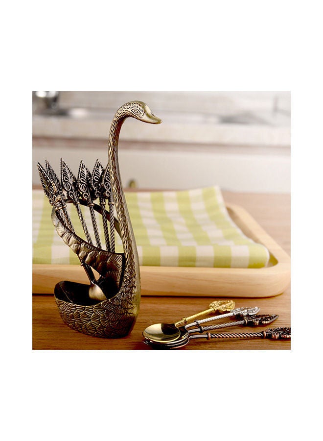 نيبمينينت حامل أدوات المائدة، والمعالق، والشوك على شكل بجعة بني 17x6x8سنتيمتر - Image 5