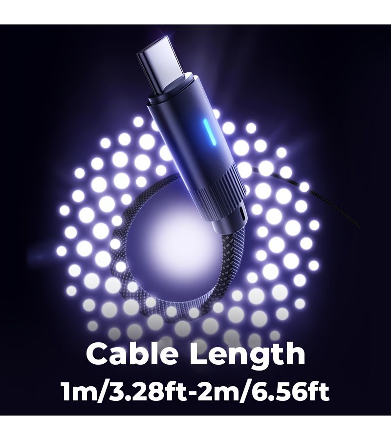 66W USB C to Type C Nylon Braided Fast Charging Data Cable with PD Elbow 1m 3 28ft for Smartphone - Image 2
