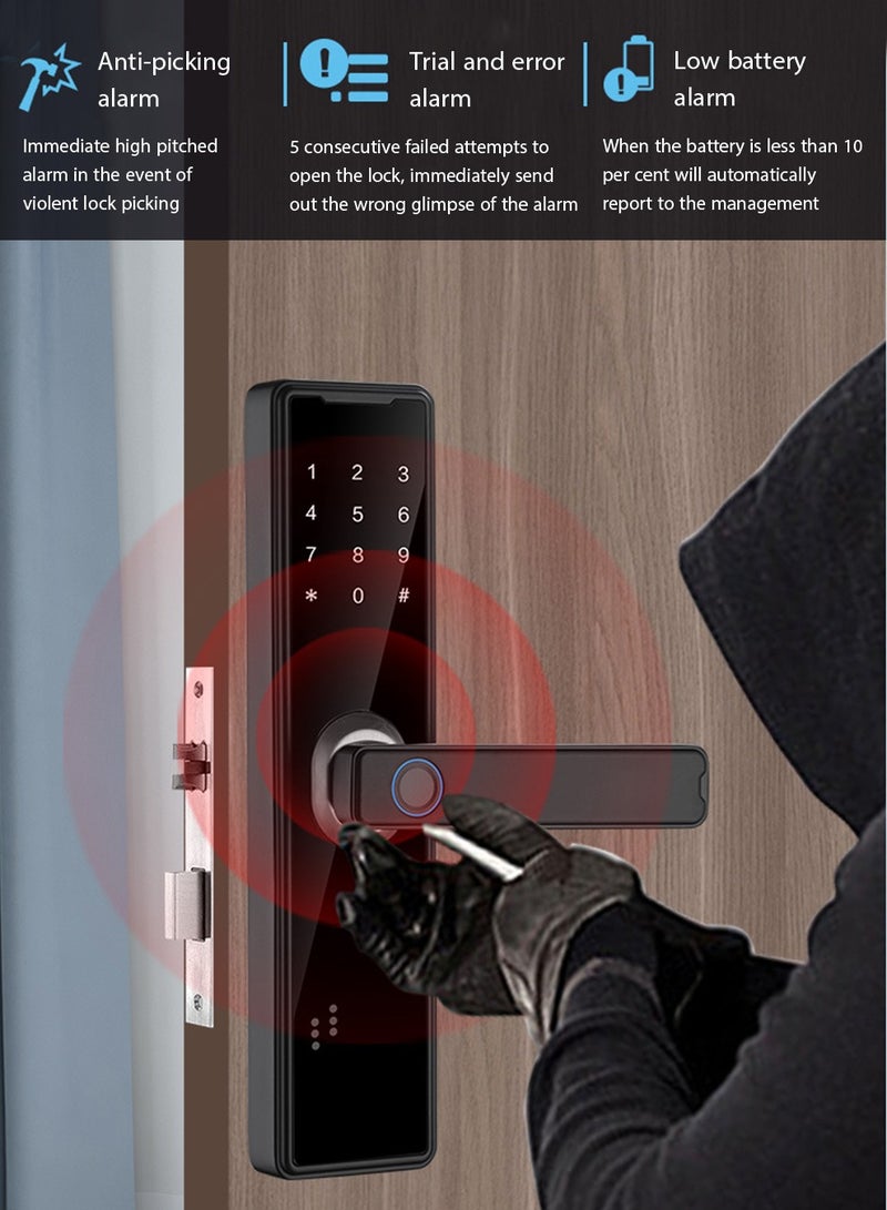 Smart Door Lock Fingerprint Door Lock App Smart Lock Fingerprint Entry Smart Lock Biometric Door Lock Keypad Deadbolt (White） - Image 3