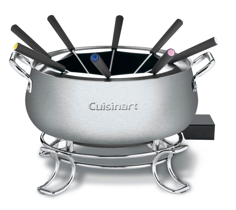 Cuisinart Fondue Pot Set, 3-Quart Stainless Steel Electric Fondue Pot for Chocolate, Cheese, Broth, and Oil, Includes 8 Forks, Temperature Control, Nonstick Interior, Dishwasher Safe, CFO-3SSNAS - Image 1