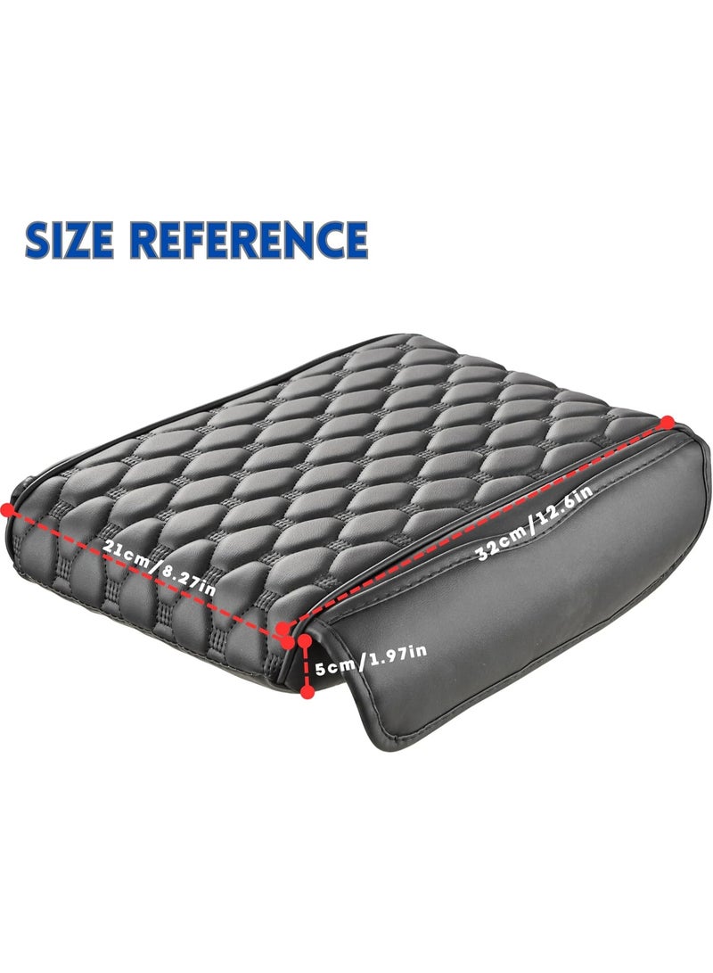 Car Armrest Cushion Pad Auto Center Console Cover with Storage Bag Memory Foam Arm Rest Console Pad Leather Universal Fit for Most Vehicles (Thick Pad, Black) - Image 4