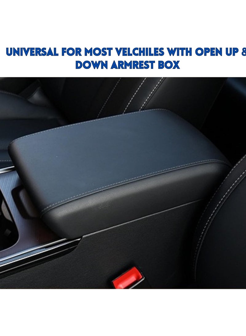 Car Armrest Cushion Pad Auto Center Console Cover with Storage Bag Memory Foam Arm Rest Console Pad Leather Universal Fit for Most Vehicles (Thick Pad, Black) - Image 3