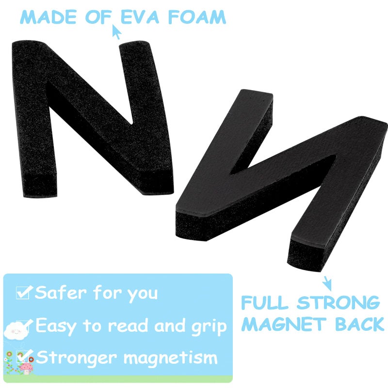 Lzttyee Decorative Magnetic EVA Alphabet Letters/Arabic Numerals for Refrigerator/White Board (117pcs Letters Black) - Image 3