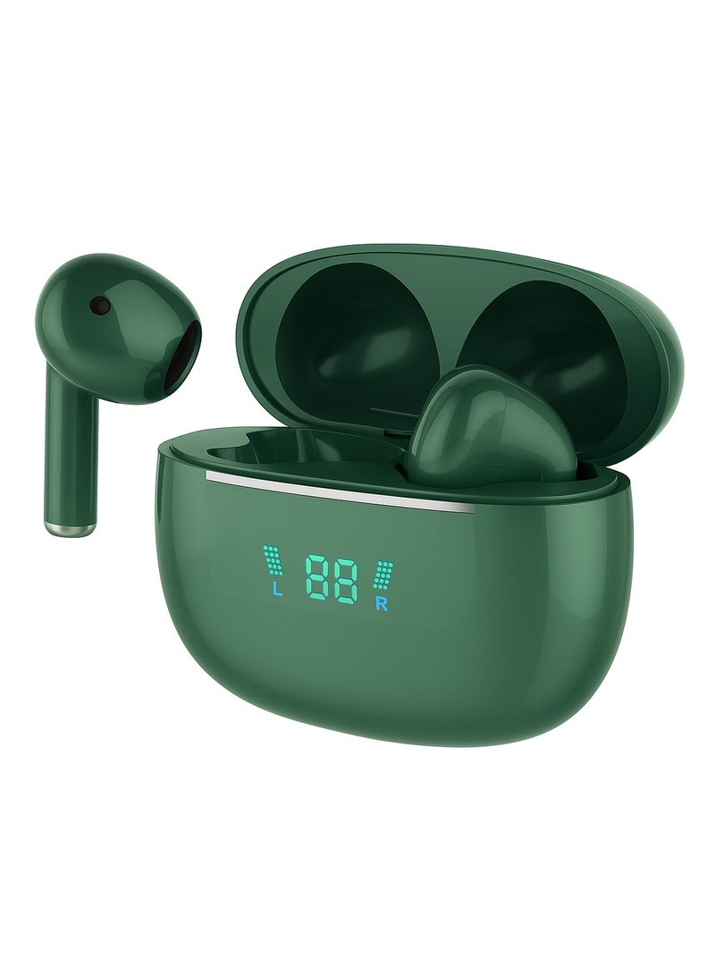 Yourz SOULMATE12 Wireless Bluetooth Headphones with Charging Case & Microphone - Green | Bluetooth V5.3 TWS Earbuds - Long Battery Life - Image 1
