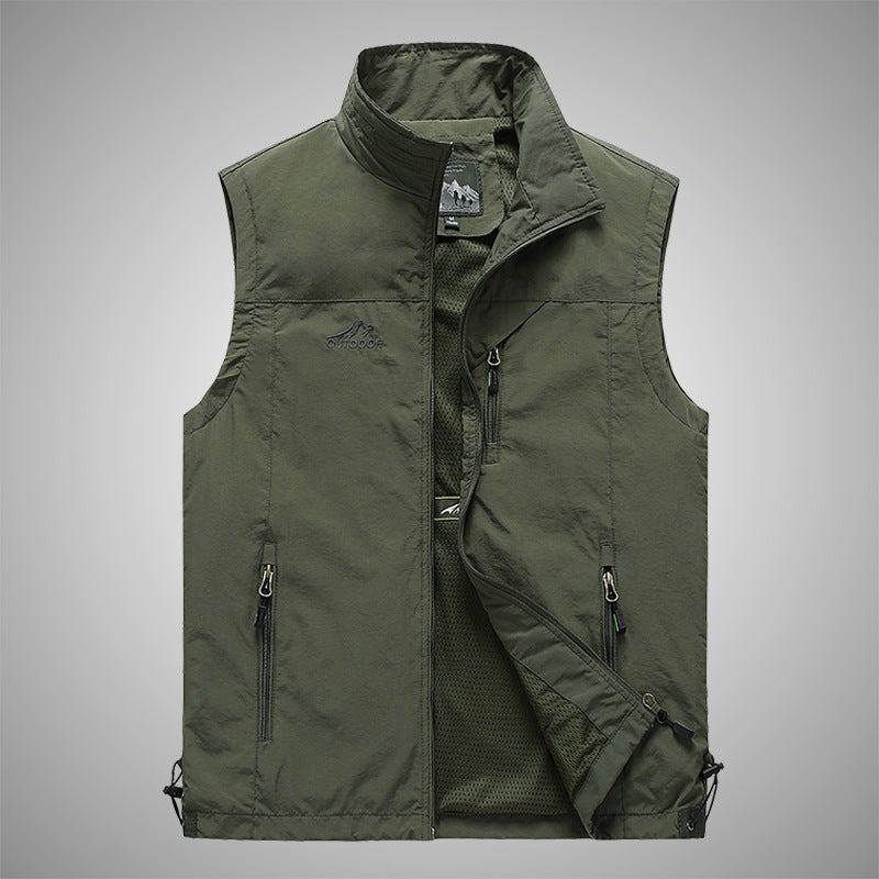 Summer New Vest Mens Outdoor Casual Young and Middle-aged Photography Fishing Waistcoat Vest Vest Sports Jacket for Men military green - Image 1