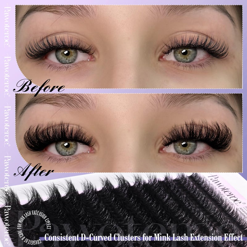 Pawotence Lash Clusters Full 80D Individual Lashes Cluster Eyelash Extensions 10-20mm Mix Eyelash Clusters 240pcs Lash Extension for Self Application (Mink 80D, 0.07D, 10-20mm) - Image 5