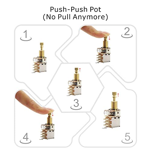 FLEOR 2pcs A250K Push Push Guitar Pots Audio Taper Potentiometers Long Copper Split Shaft - Image 4