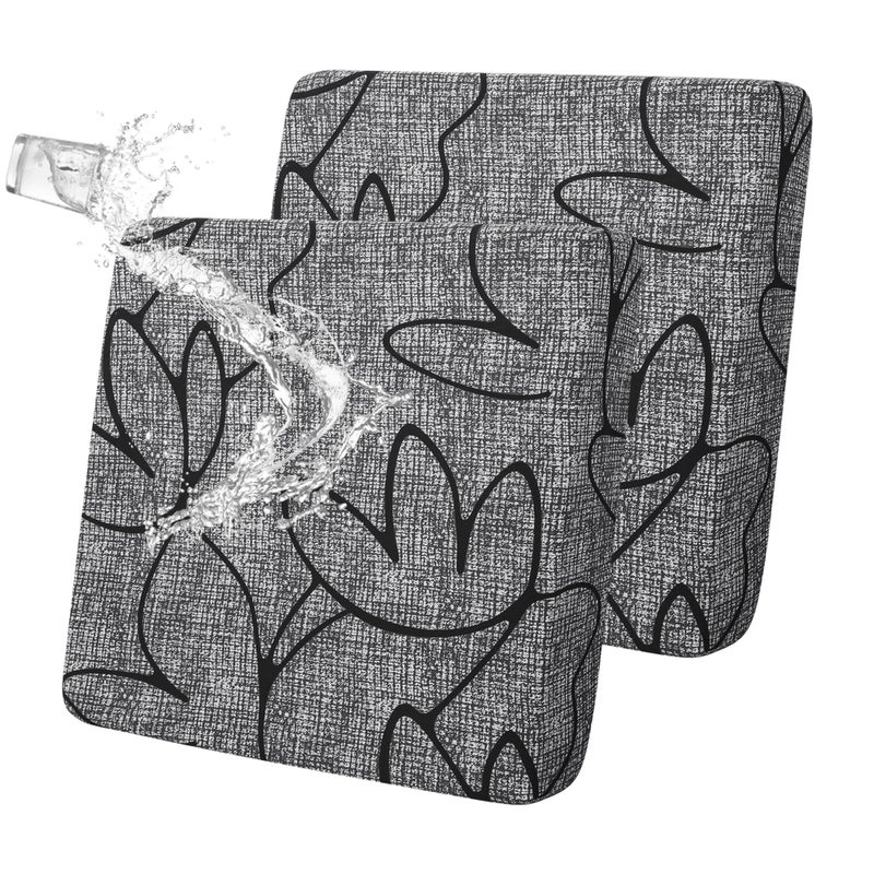 FORCHEER Waterproof Patio Cushion Covers 20x20 Floral Printed Stretch Outdoor Cushion Seat Covers Set of 2 Wicker Chair Washable Replacement - Image 1