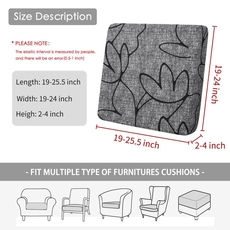 FORCHEER Waterproof Patio Cushion Covers 20x20 Floral Printed Stretch Outdoor Cushion Seat Covers Set of 2 Wicker Chair Washable Replacement - Image 5