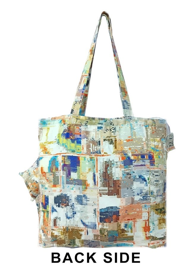 Shipra Tote Bags for Women, Stylish Cotton Handbags, KEEP PEDALING Design Tote Bag for College, Hand bag for women stylish (WHITE COLOR SET OF 1) - Image 2
