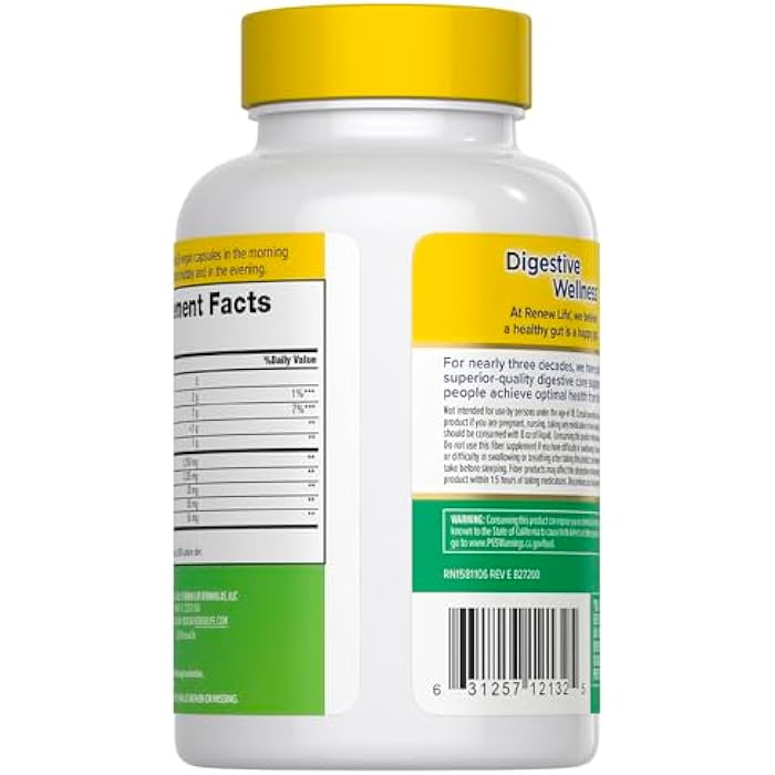 Renew Life Adult Daily Digestive Prebiotic Fiber, 150 Vegetarian Capsules (Package May Vary) - Image 3