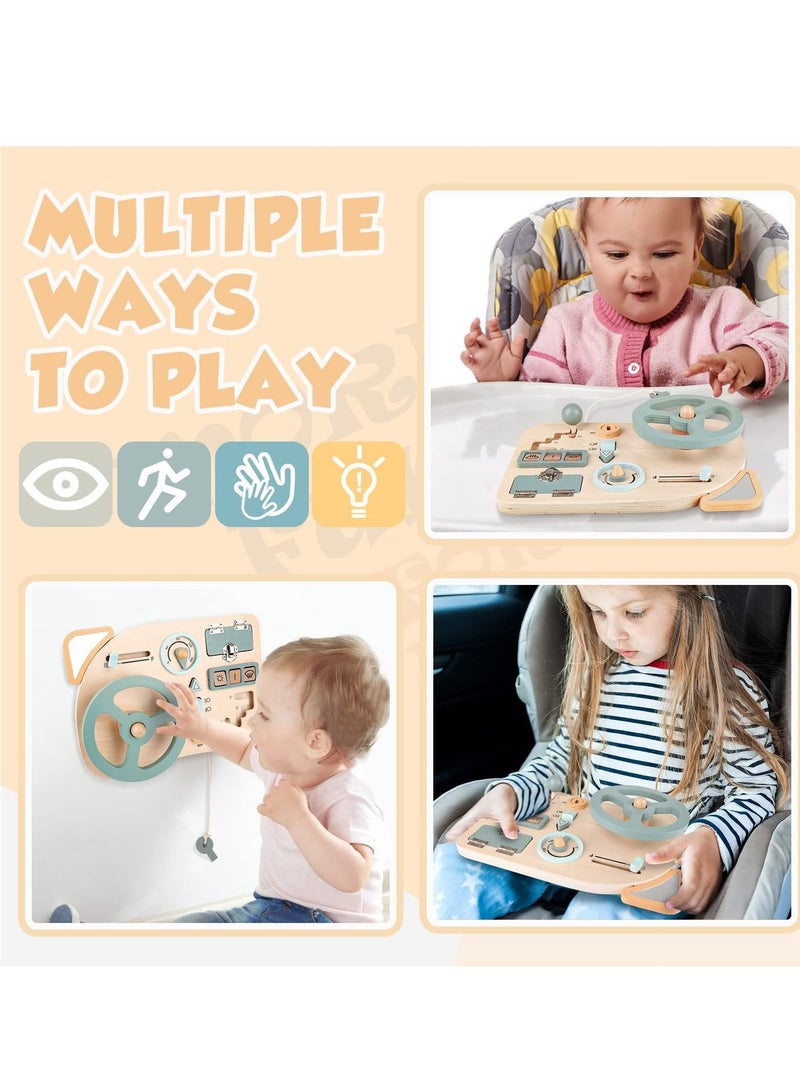 واي آند دي Toys Steering Wheel Wooden, Busy Board for Toddlers 1-3 Sensory Educational Activity to Learn Fine Motor Skill Travel - Image 3