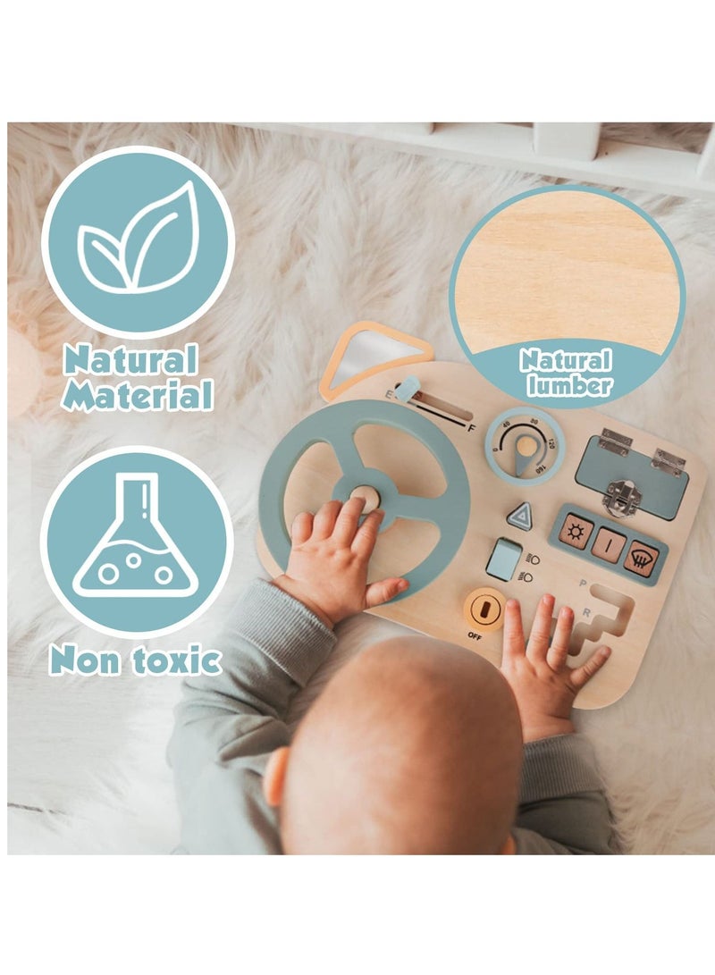واي آند دي Toys Steering Wheel Wooden, Busy Board for Toddlers 1-3 Sensory Educational Activity to Learn Fine Motor Skill Travel - Image 5