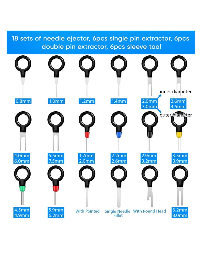 Captaintech Terminal Extractor Removal Tool Kit, Depinning Key Tool Set for Car Auto Household Devices, Wire Connector Pin Release Extractor Tool with a Protective Bag (82 Pieces) - Image 3